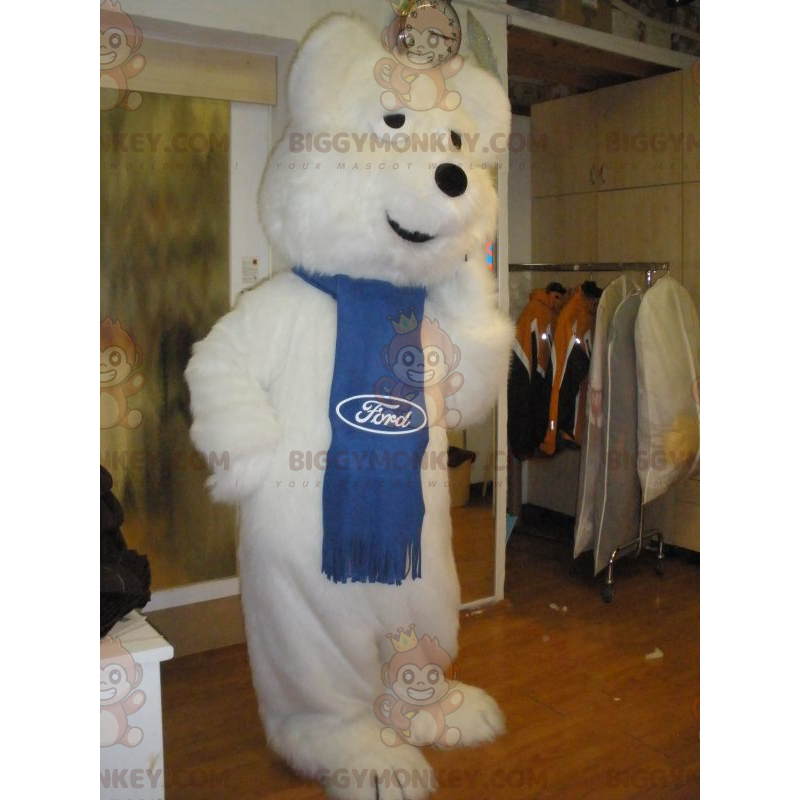 Traje de mascote BIGGYMONKEY™ de urso polar peludo todo branco