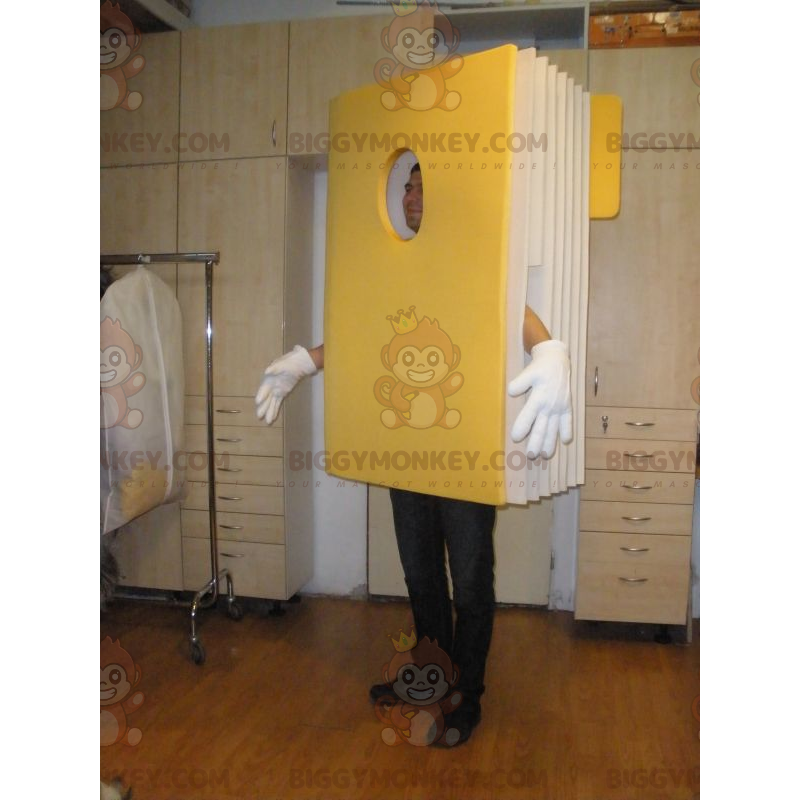 Yellow and White Book Binder BIGGYMONKEY™ Mascot Costume –