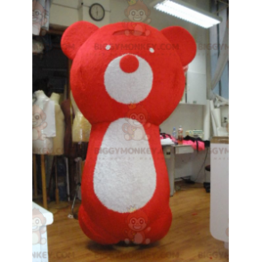 Disfraz de mascota de oso de peluche grande rojo y blanco