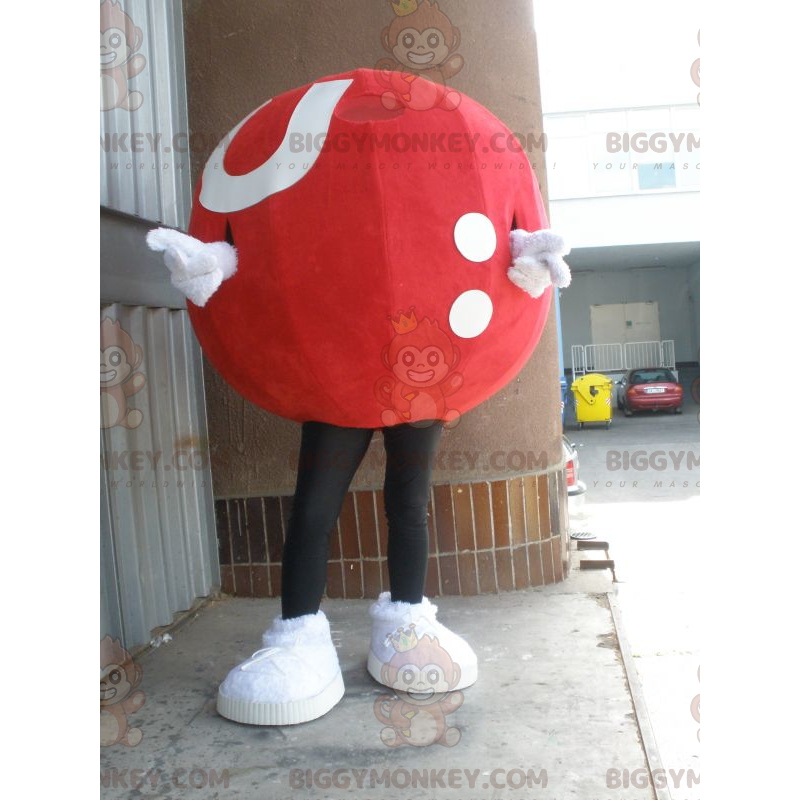 Röd och vit jätteboll BIGGYMONKEY™ maskotdräkt - BiggyMonkey