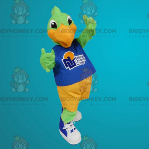 Disfraz de mascota pájaro verde y naranja BIGGYMONKEY™ -
