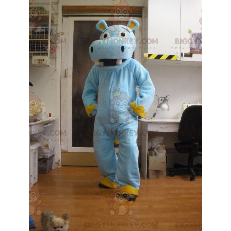 Blue and Yellow Hippopotamus BIGGYMONKEY™ Mascot Costume –