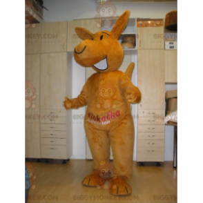 BIGGYMONKEY™ Costume da mascotte canguro arancione sorridente