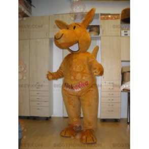 Kostium maskotki uśmiechniętego pomarańczowego kangura