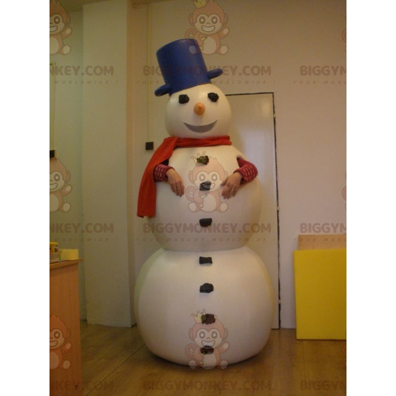 Fantasia de mascote gigante de boneco de neve branco