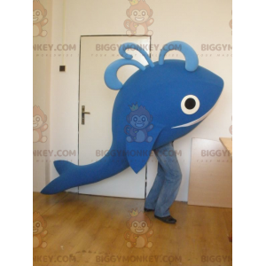 Costume da mascotte balena blu gigante sorridente BIGGYMONKEY™