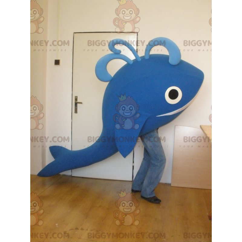 Smiling Giant Blue Whale BIGGYMONKEY™ Mascot Costume –