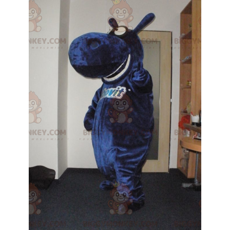 Zabawny kostium maskotka gigantyczny niebieski hipopotam