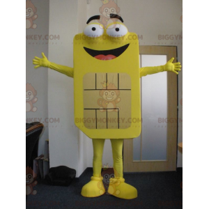 Gigantische gele simkaart BIGGYMONKEY™ mascottekostuum.
