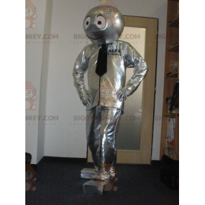Hopeinen robottimiehen BIGGYMONKEY™ maskottiasu -