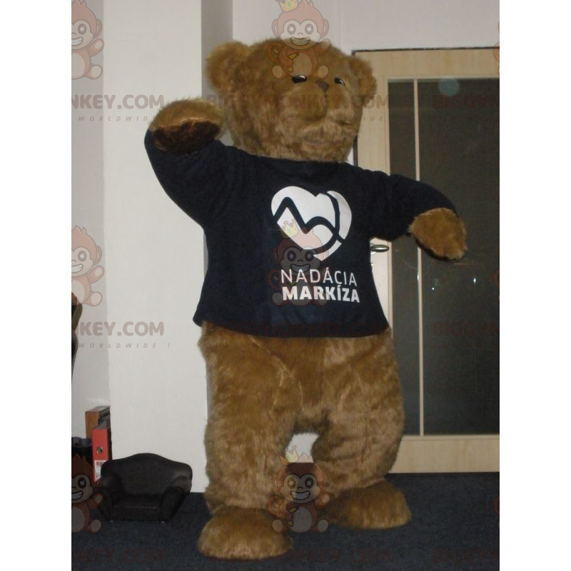 BIGGYMONKEY™ zacht en harige bruine teddybeer mascottekostuum -