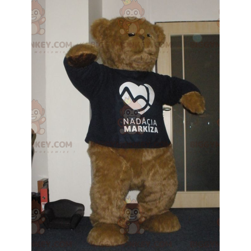 Costume de mascotte BIGGYMONKEY™ déguisement nounours. Costume ours brun en  salopette