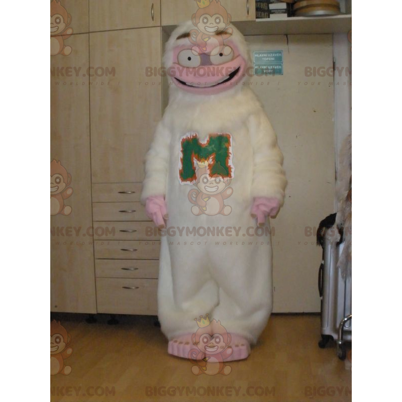 Super divertido disfraz de mascota Yeti blanco y rosa