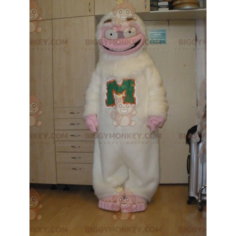 Super Fun White and Pink Yeti BIGGYMONKEY™ Mascot Costume –