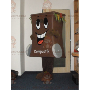 Costume mascotte BIGGYMONKEY™ del bidone del cassonetto marrone