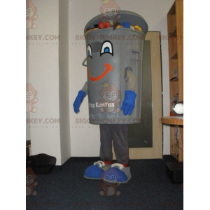 Disfraz de mascota BIGGYMONKEY™ de cubo de basura gris gigante.