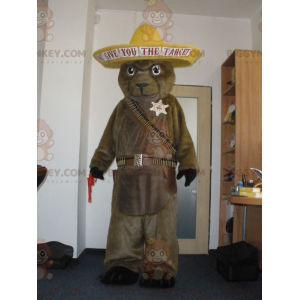 BIGGYMONKEY™ Brown Groundhog Bear Mascot-kostume i