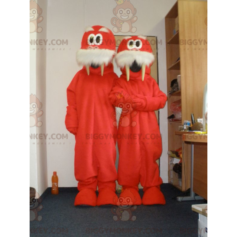 Duo de mascottes BIGGYMONKEY™ de morses rouges et blancs. 2