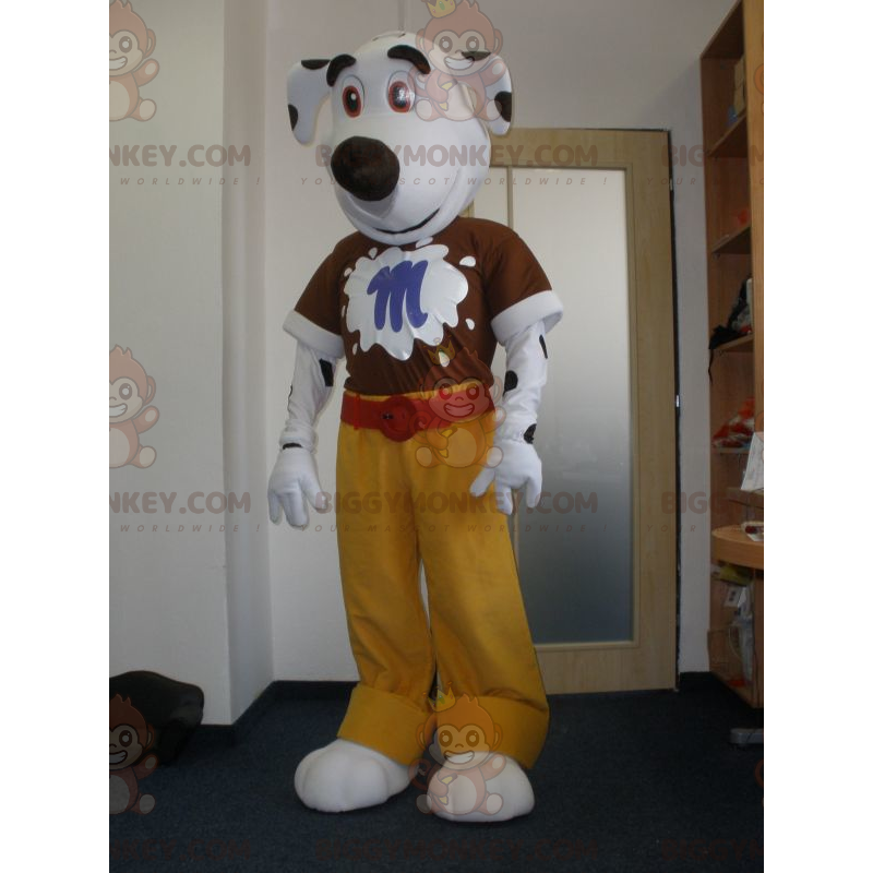 Witte en zwarte hond BIGGYMONKEY™ mascottekostuum. Dalmatiër