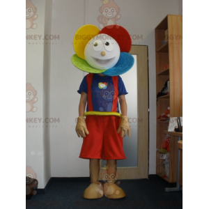 Zeer lachende kleurrijke bloem BIGGYMONKEY™ mascottekostuum -