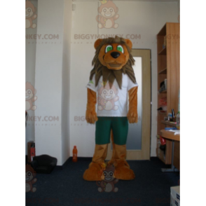 Costume de mascotte BIGGYMONKEY™ de lion marron et beige avec