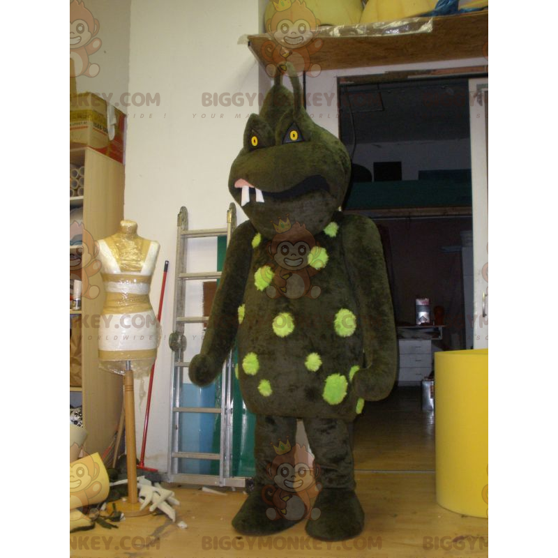 Costume da mascotte terrificante mostro marrone e verde