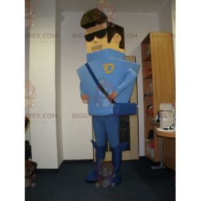 Blue Dressed Courier Postman BIGGYMONKEY™ Mascot Costume –