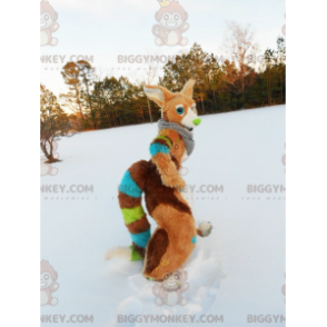 Mehrfarbiges Fox BIGGYMONKEY™ Maskottchen-Kostüm -