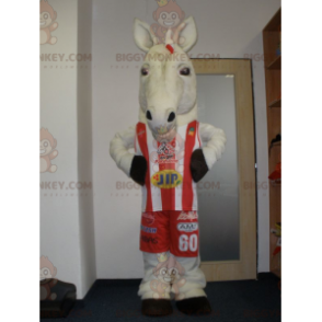 Realistic White Horse BIGGYMONKEY™ Mascot Costume In Sportswear