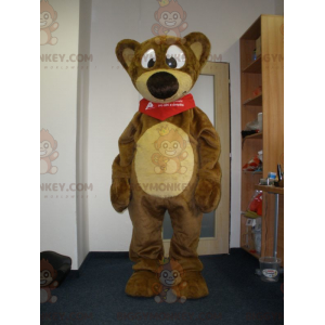 BIGGYMONKEY™ Maskottchen-Kostüm aus braunem und gelbem Teddy.