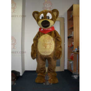 BIGGYMONKEY™ Maskottchen-Kostüm aus braunem und gelbem Teddy.