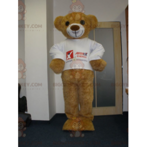 Very Smiling Beige Teddy Bear BIGGYMONKEY™ Mascot Costume –