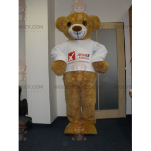 Very Smiling Beige Teddy Bear BIGGYMONKEY™ Mascot Costume -