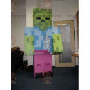 Costume mascotte gigante colorato robot BIGGYMONKEY™ pixelated