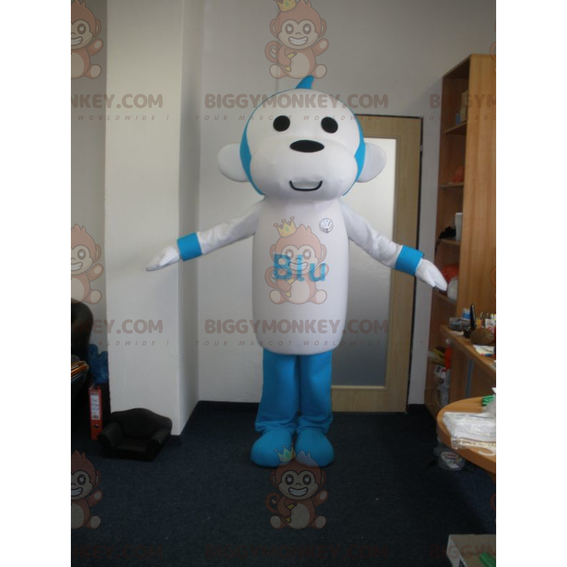 Costume mascotte BIGGYMONKEY™ scimmia blu e bianco. Costume da