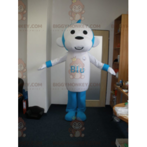 Costume mascotte BIGGYMONKEY™ scimmia blu e bianco. Costume da