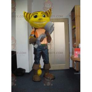 Gele en bruine kat Ratchet BIGGYMONKEY™ mascottekostuum -