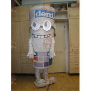 Giant Log BIGGYMONKEY™ Mascot Costume with Glasses. Newspaper -