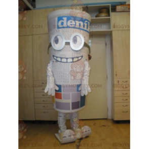Giant Log BIGGYMONKEY™ Maskottchen-Kostüm mit Brille. Zeitung -