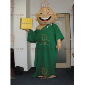 Laughing Monk BIGGYMONKEY™ Mascot Costume Dressed Up With Green