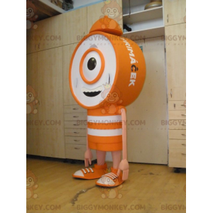 Orange og hvid kæmpe ur-vækkeur BIGGYMONKEY™ maskotkostume -