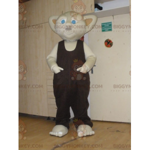BIGGYMONKEY™ mascottekostuum beige kabouter met blauwe ogen -