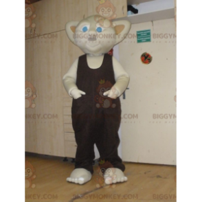 BIGGYMONKEY™ maskottiasu beige gnome sinisillä silmillä -