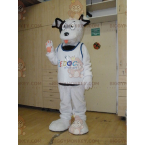 Costume de mascotte BIGGYMONKEY™ de chien blanc et noir doux