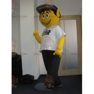 BIGGYMONKEY™ Maskottchen-Kostüm mit sehr lächelndem gelben Mann