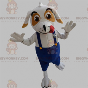 Costume de mascotte BIGGYMONKEY™ de chien blanc et marron avec