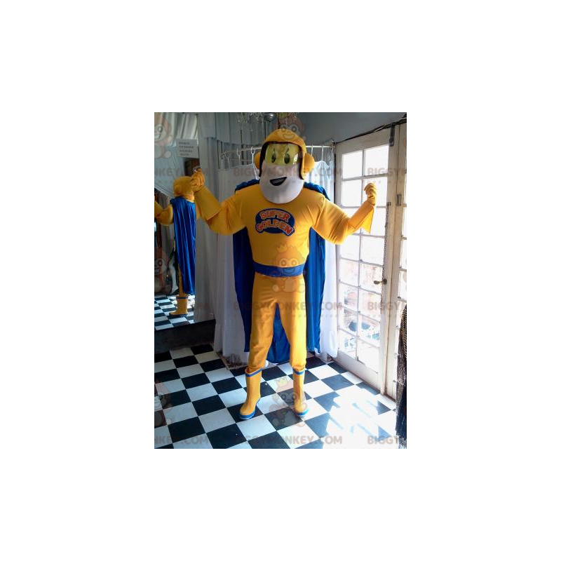 Superheld BIGGYMONKEY™ Maskottchenkostüm im gelben und blauen
