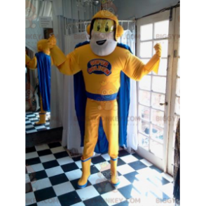 Superhero BIGGYMONKEY™ Mascot Costume in Yellow and Blue Outfit