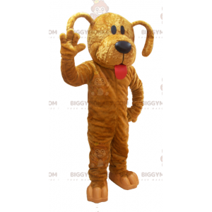 Big Tongue Giant Brown Dog BIGGYMONKEY™ Maskottchen-Kostüm -