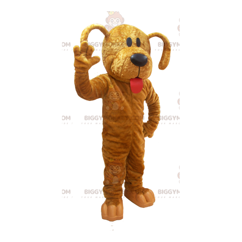 Big Tongue Giant Brown Dog BIGGYMONKEY™ Maskottchen-Kostüm -